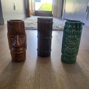 Vintage Set of 3 Tiki Mugs